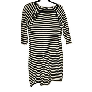 Talbots Women's Blue & White Nautical Striped Shift Dress Cross Rope Size Small